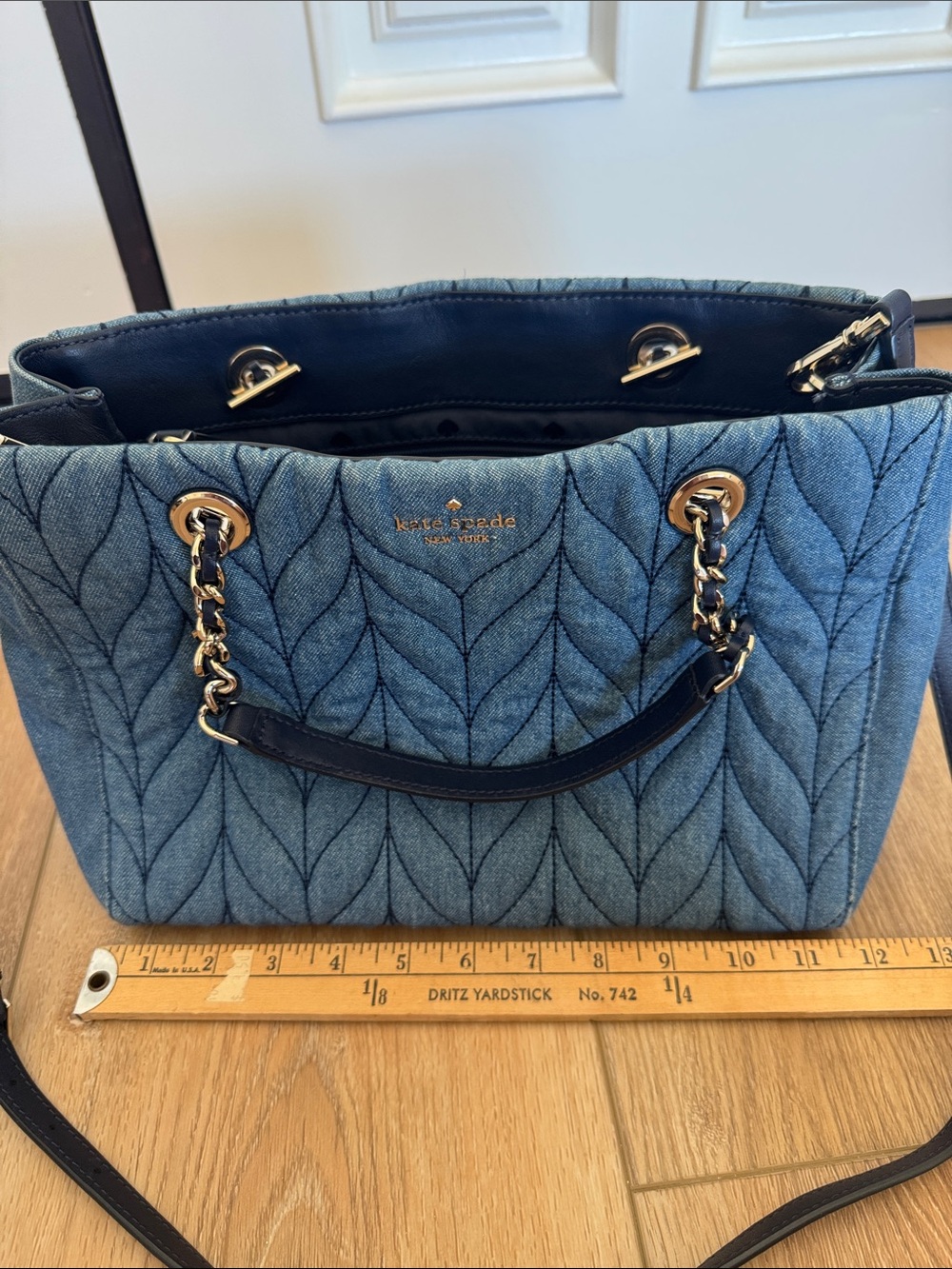 Kate Spade ♠️ Briar Lane Quilted Denim Meena Bag - Picture 16 of 16